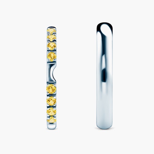 Obrączki The Journey: białe złoto, żółty szafir, półokrągłe, 2 mm i 3 mm